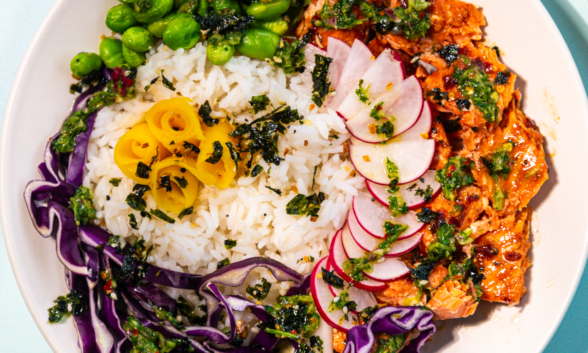 Spicy Glazed Salmon Poke Bowl Recipe